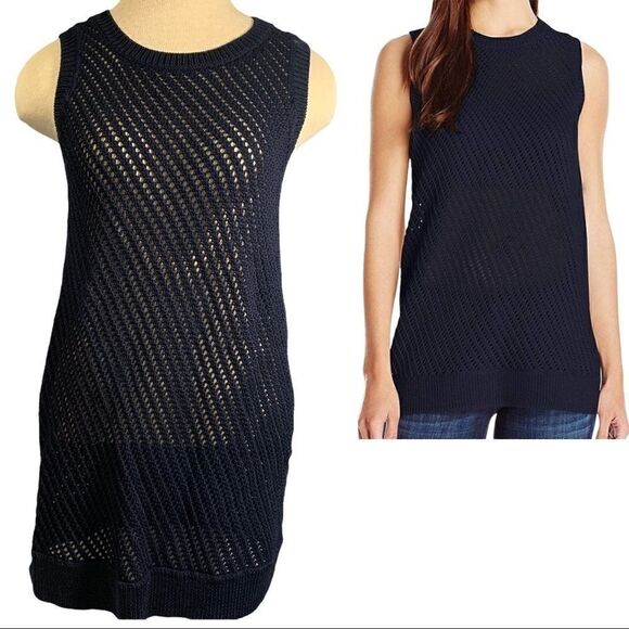 Vince Blue Navy Tunic Mesh Knit Tank Dress XS - Picture 1 of 8
